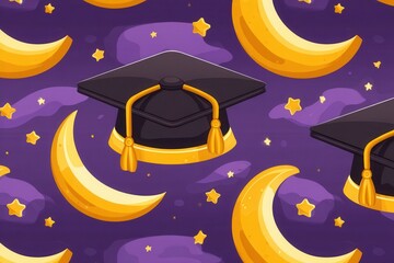 Naklejka premium Graduation banner with cap and diploma, editable template, graduation background, class of 2025 design for poster, flyer, invitation, or announcement