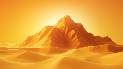 Naklejka premium Golden Desert Peak: A Sun-Drenched Oasis of Sand and Stone