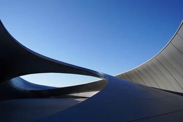 Abstract Concrete Curves Under Blue Sky