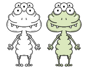 Monster Illustration, Ausmalbild, Ausmalen