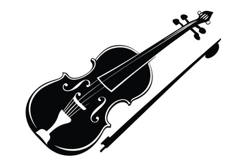 Fototapeta premium An elegant black and white violin and bow create a classic musical image