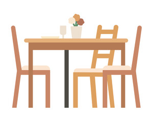 Dining table vector flat illustration modern indoor clip art for web graphic design and animation.