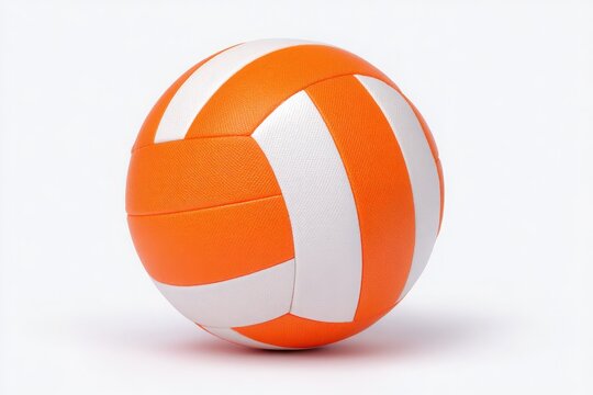 A bright orange volleyball features white accents and a textured surface, perfect for sports enthusiasts. It stands out with its bold colors and is ready for play or display.