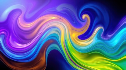 Fototapeta premium Vibrant swirling abstract art with fluid, colorful, dynamic waves and smooth gradients