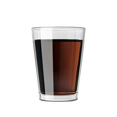 Transparent glass cup filled with dark liquid