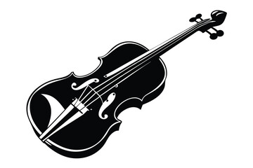 Obraz premium Detailed violin is shown in black and white colors with precise line work
