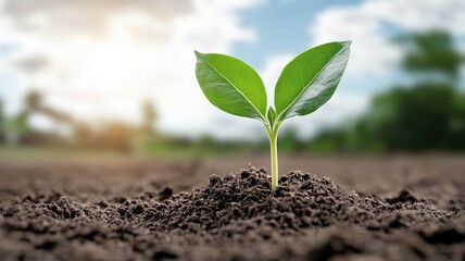 Fototapeta premium Green Seedling Growing in Fertile Soil with Sunlight seedling soil sunlight green fertile sprout sun