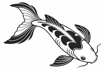koi fish sihouette black vector