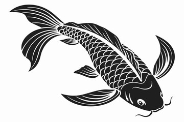koi fish sihouette black vector