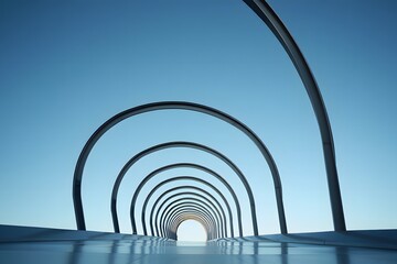 Fototapeta premium Abstract Metal Arcs Against Blue Sky
