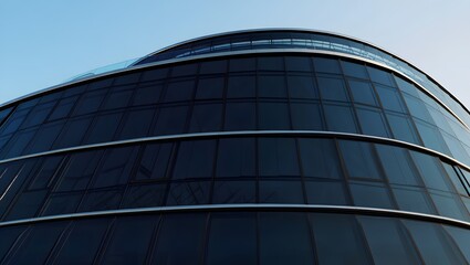 Curving Glass Facade of Modern Building