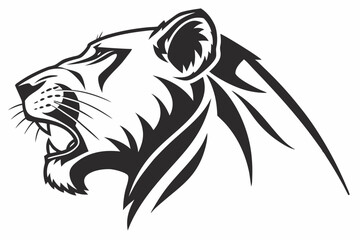 lion head logo sihouette black vector