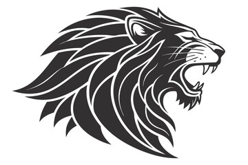 lion head logo sihouette black vector