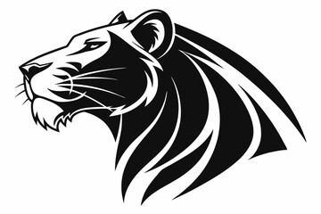 lion head logo sihouette black vector