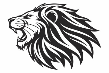 Obraz premium lion head logo sihouette black vector