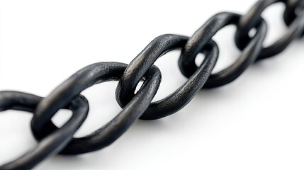 Fototapeta premium Black Metal Chain Links on White Background