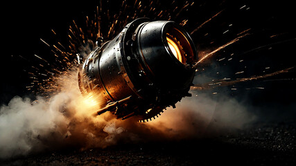 burning machine with flare effect.