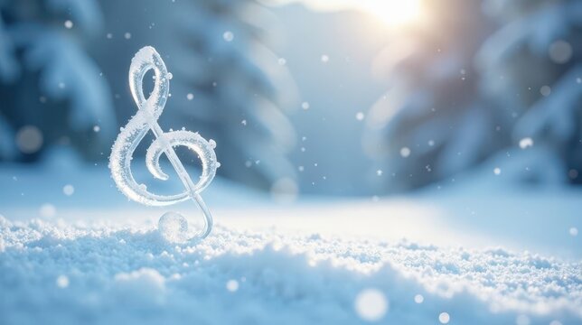 Frozen Treble Clef in a Winter Wonderland A Serene Musical Scene