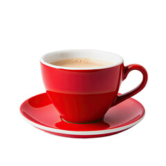 Red coffee cup on saucer