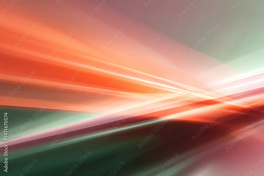 Poster abstract image with diagonal, orange, green, and pink lines creating a dynamic, energetic effect, sh