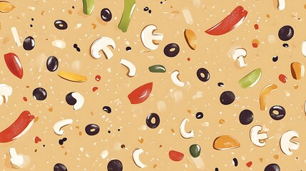 Pizza Toppings with Veggie, and Background.