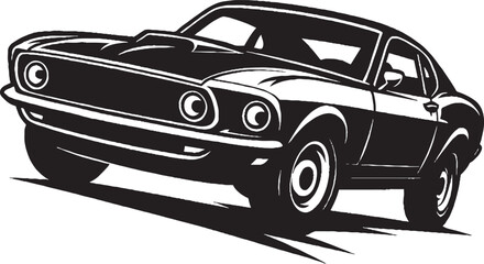 1970s american muscle car silhouette logo isolated view on white background from front. best for the car industry.