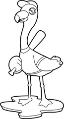 Flamingo Baseball Baseball bat Animal Vector Graphic Art Illustration