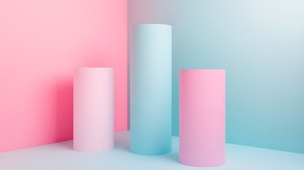 Pastel Cylinders with Minimalist Background. (4)