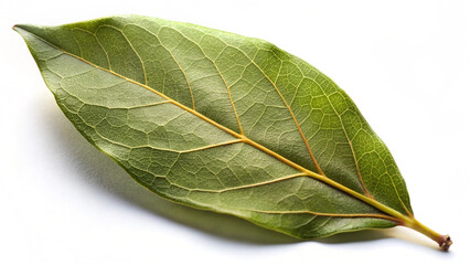 Obraz premium Bay leaf single leaf isolated on white background aromatic seasoning