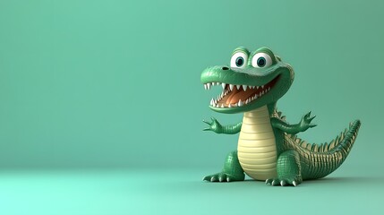 Fototapeta premium 3D Minimalistic Happy Cartoon Alligator