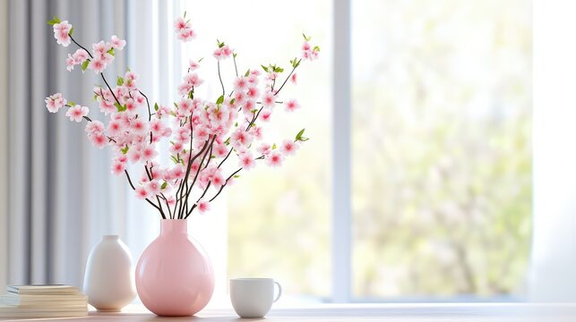 Cherry blossom vase decor bringing seasonal charm to modern light room