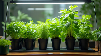 High-Tech Home Gardening System with Culinary Herbs in Smart Self-Watering Pots with Augmented Reality Recipe Suggestion Displays