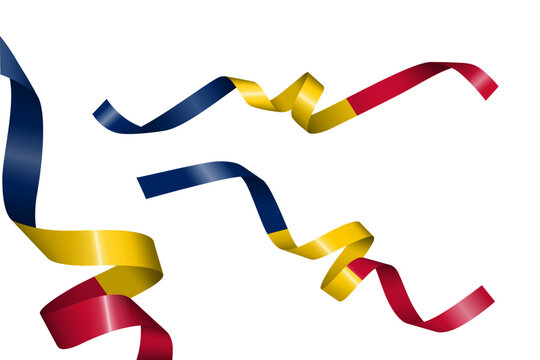 Set of flag ribbon with colors of Chad for independence day celebration decoration