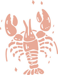 Whimsical coastal Lobster hand drawn vector illustrations