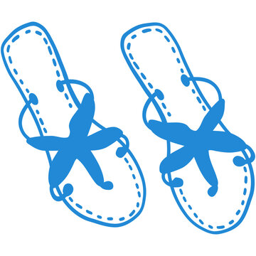 Whimsical coastal sandals with starfish hand drawn vector illustrations
