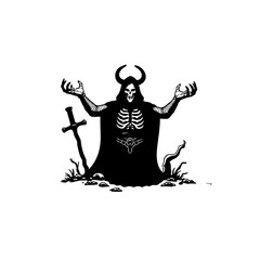 Grim Reaper wielding ancient power with sword and tentacles in spectral realm