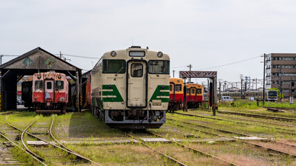 Kominato railway's old-Fashioned Trains parked at Goi Station in Ichihara, Chiba Prefecture