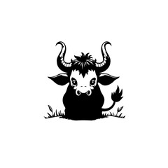 Stylized Bull Illustration with Playful Charm and Simplified Design Focus