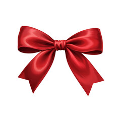 Naklejka premium Red satin bow ribbon bow tie isolated on transparent background, PNG file, red bow isolated on white