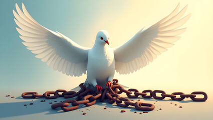 Obraz premium Peace Dove Breaking Chains - Concept Vector