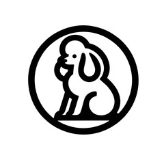 Simple Poodle Logo, Circular Emblem, Minimal Detail, Bold Line