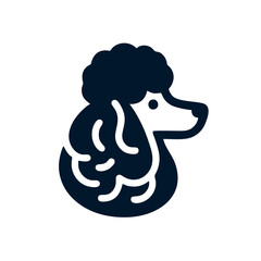 Flat Poodle Logo in Profile View, Smooth Lines,  Vector Illustration of a Poodle