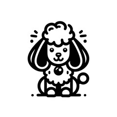Cartoon Poodle Logo, Cute Animal Vector Illustration