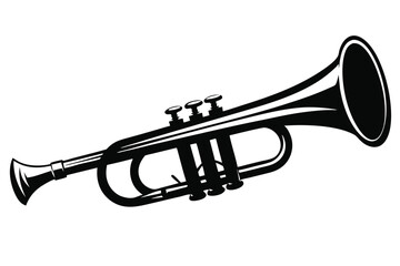 Bold black and white trumpet art displays elegant monochrome detail with stark contrast © kanchanrani