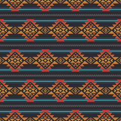 Colorful vintage aztec southwest pattern. Vector aztec southwestern Navajo geometric shape seamless pattern. Ethnic geometric pattern use for fabric, textile, home decoration elements, upholstery, etc