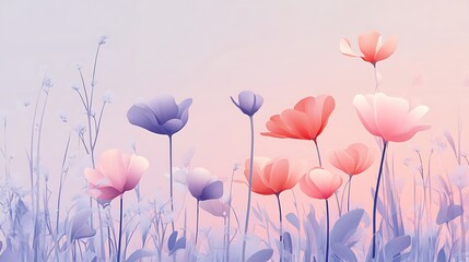 Pastel Poppies Sunset Meadow.