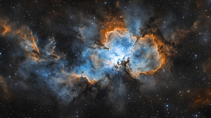 Fototapeta premium Stunning Nebula in Deep Space Captured by Telescope: Cosmic Clouds and Stars