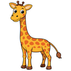 Obraz premium Cute Cartoon Giraffe Illustration Isolated on White Background for Kids