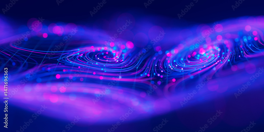 Aufkleber closeup of big data swirl patterns in futuristic cyberspace. whirl flow of data in quantum digital n