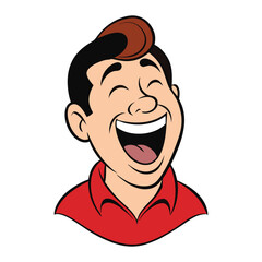 A laughing guy, full of joy and energy, grins widely with his eyes squinted in a carefree, spontaneous moment of happiness, spreading warmth and positive vibes.
